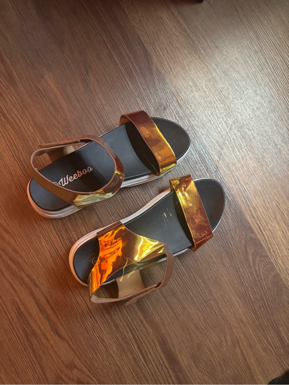 Nine West Metallic Gold Strap Flat Sandals